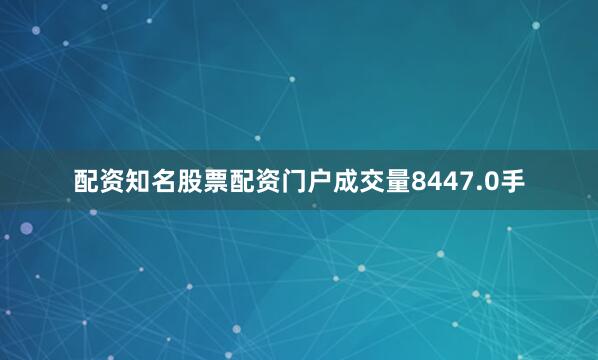 配资知名股票配资门户成交量8447.0手